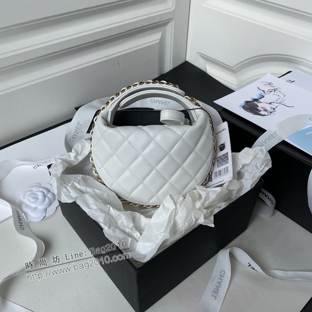 Chanel專櫃新款23K晚宴包 AP3095 香奈兒經典菱格紋白色羊皮鏈條包 djc4993